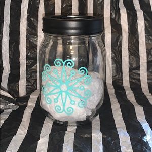 Teal Snowflake Mason Jar Candle Holder